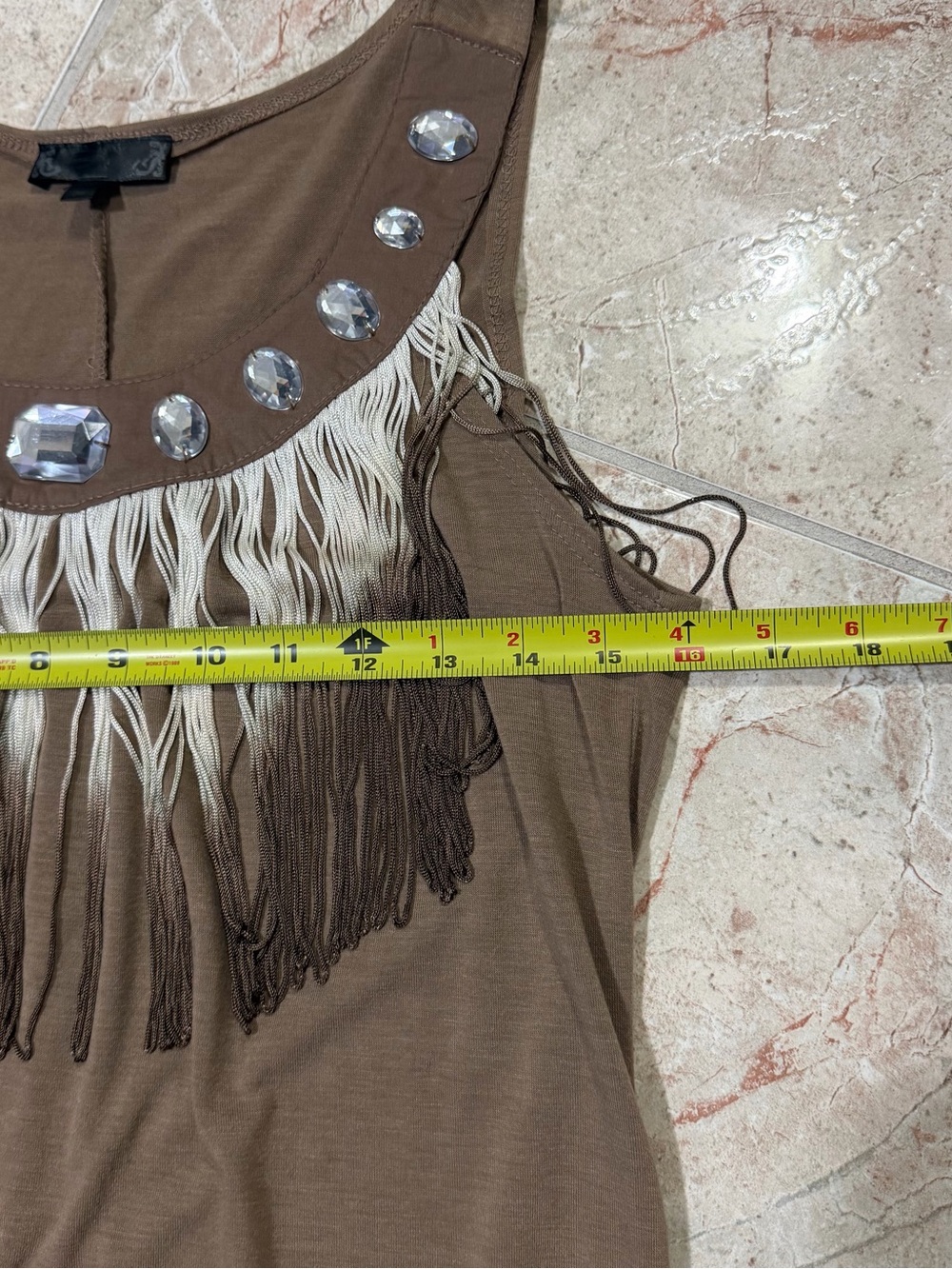 Brown Rhinestone Fringe Mini Dress / Tunic - Picture 8 of 8
